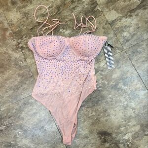 Pink rinestone bodysuit